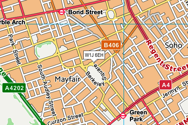W1J 6EH map - OS VectorMap District (Ordnance Survey)