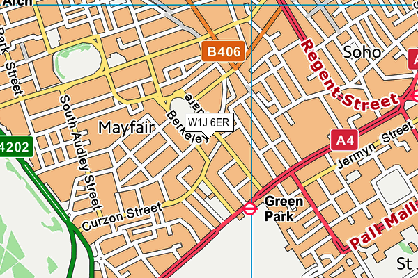 W1J 6ER map - OS VectorMap District (Ordnance Survey)