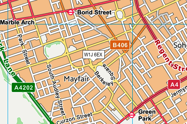 W1J 6EX map - OS VectorMap District (Ordnance Survey)