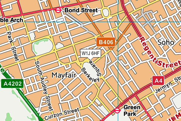 W1J 6HF map - OS VectorMap District (Ordnance Survey)