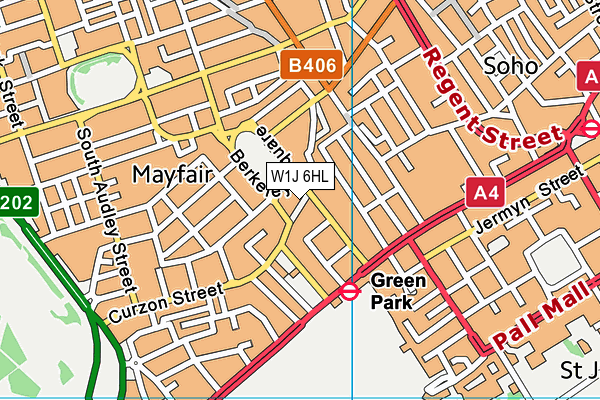 W1J 6HL map - OS VectorMap District (Ordnance Survey)