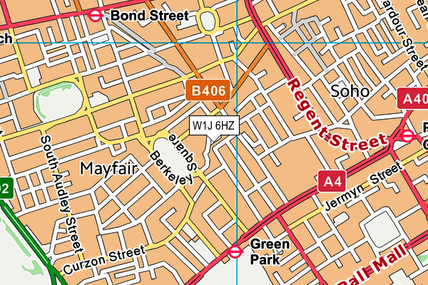 W1J 6HZ map - OS VectorMap District (Ordnance Survey)