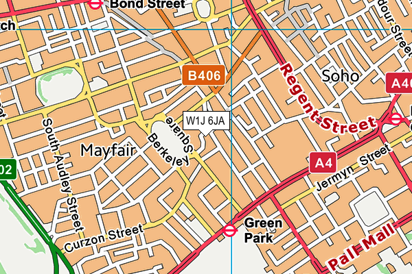 W1J 6JA map - OS VectorMap District (Ordnance Survey)
