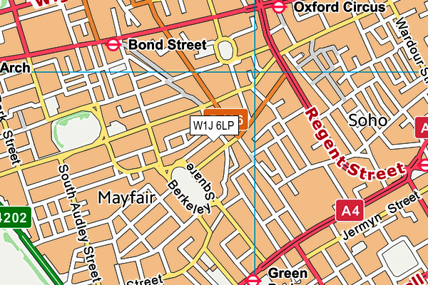 W1J 6LP map - OS VectorMap District (Ordnance Survey)