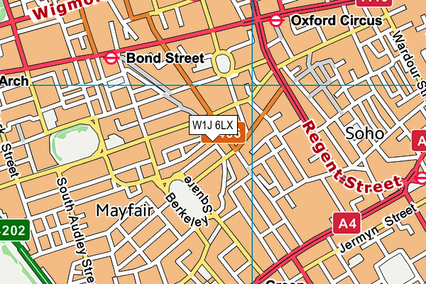 W1J 6LX map - OS VectorMap District (Ordnance Survey)