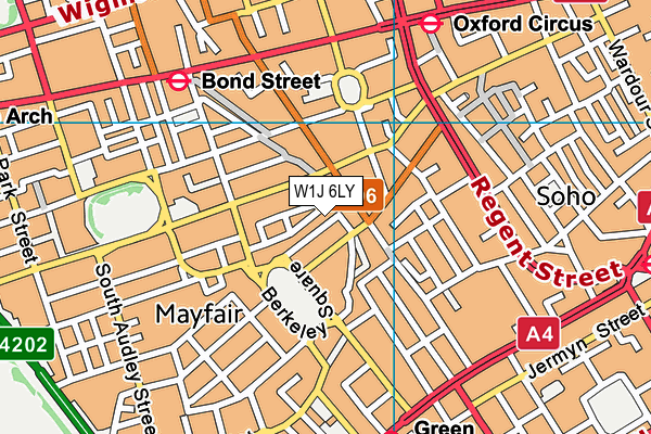 W1J 6LY map - OS VectorMap District (Ordnance Survey)