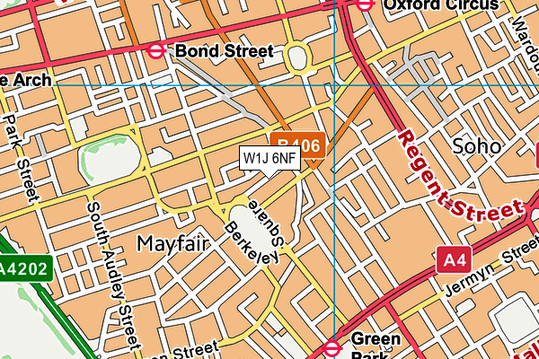 W1J 6NF map - OS VectorMap District (Ordnance Survey)