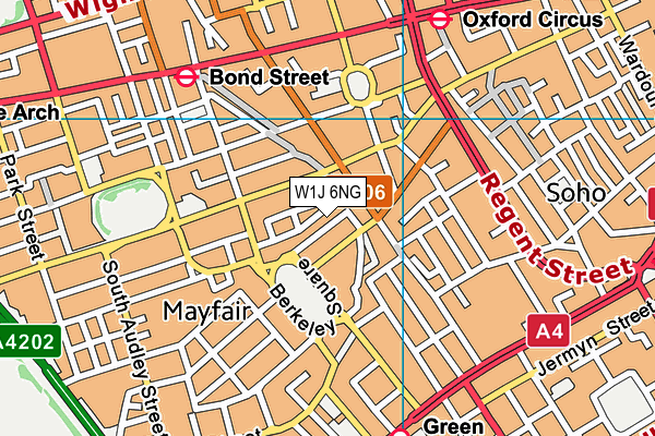 W1J 6NG map - OS VectorMap District (Ordnance Survey)