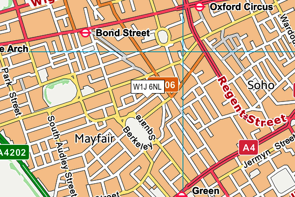 W1J 6NL map - OS VectorMap District (Ordnance Survey)