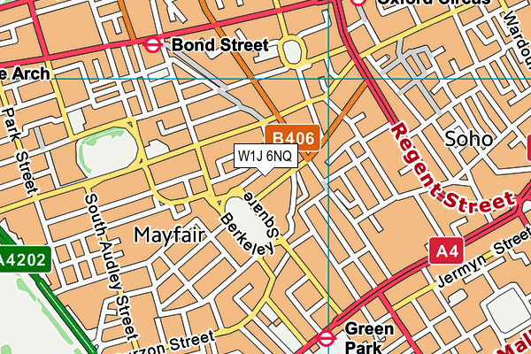 W1J 6NQ map - OS VectorMap District (Ordnance Survey)