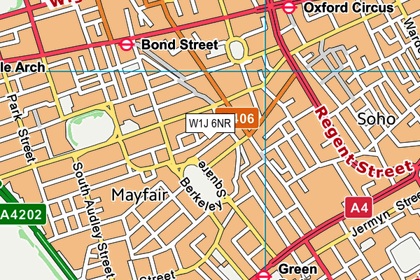 W1J 6NR map - OS VectorMap District (Ordnance Survey)