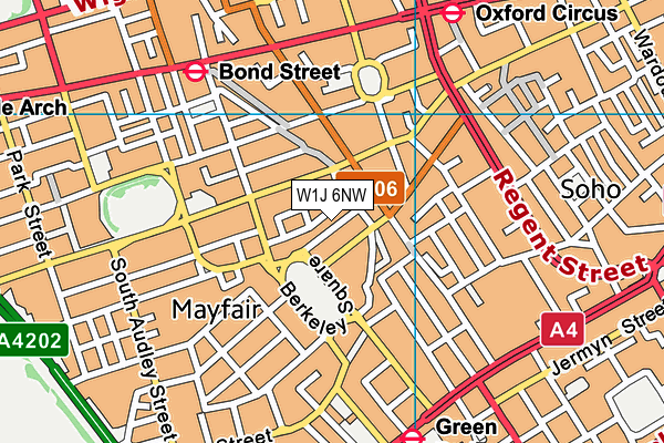W1J 6NW map - OS VectorMap District (Ordnance Survey)