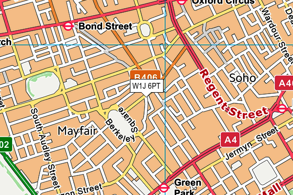 W1J 6PT map - OS VectorMap District (Ordnance Survey)