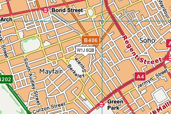 W1J 6QB map - OS VectorMap District (Ordnance Survey)