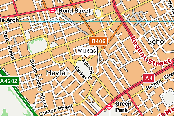 W1J 6QG map - OS VectorMap District (Ordnance Survey)