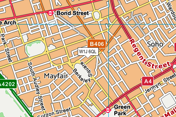 W1J 6QL map - OS VectorMap District (Ordnance Survey)