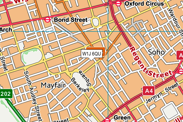 W1J 6QU map - OS VectorMap District (Ordnance Survey)