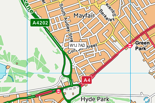 W1J 7AD map - OS VectorMap District (Ordnance Survey)