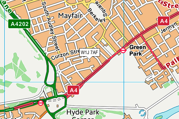 W1J 7AF map - OS VectorMap District (Ordnance Survey)