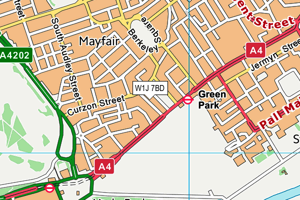 W1J 7BD map - OS VectorMap District (Ordnance Survey)