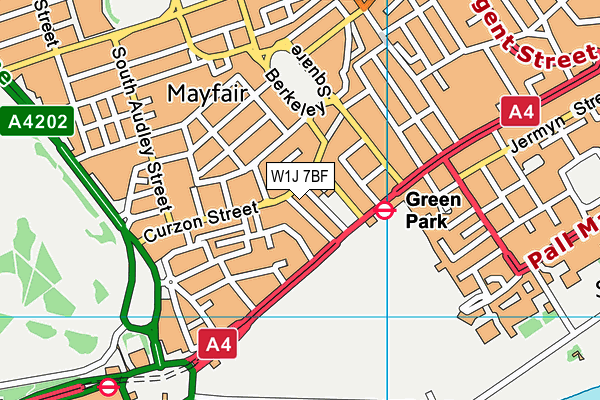 W1J 7BF map - OS VectorMap District (Ordnance Survey)