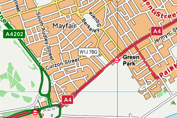 W1J 7BG map - OS VectorMap District (Ordnance Survey)