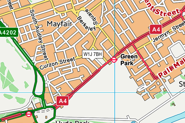 W1J 7BH map - OS VectorMap District (Ordnance Survey)