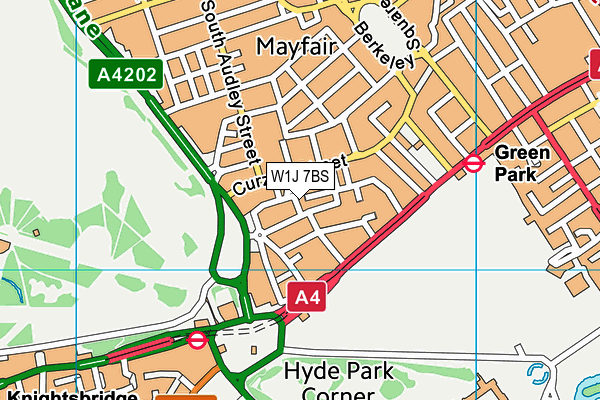 W1J 7BS map - OS VectorMap District (Ordnance Survey)