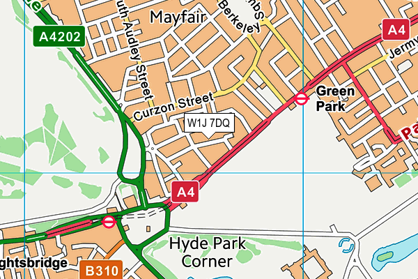 W1J 7DQ map - OS VectorMap District (Ordnance Survey)