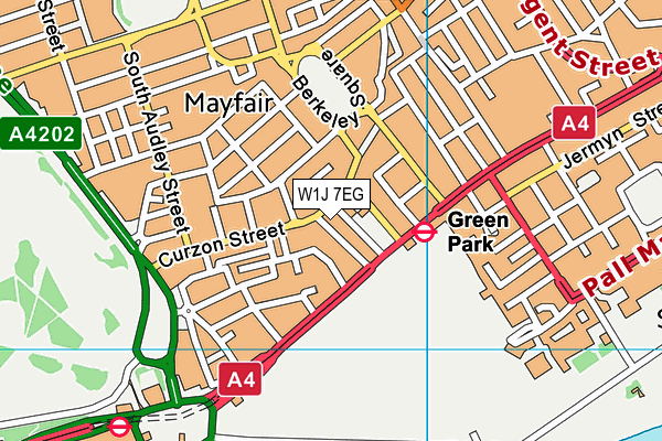 W1J 7EG map - OS VectorMap District (Ordnance Survey)