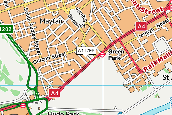 W1J 7EP map - OS VectorMap District (Ordnance Survey)