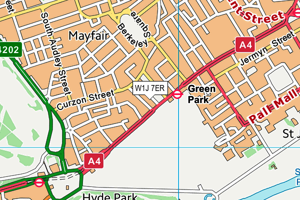 W1J 7ER map - OS VectorMap District (Ordnance Survey)