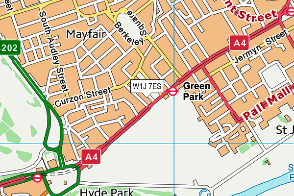W1J 7ES map - OS VectorMap District (Ordnance Survey)