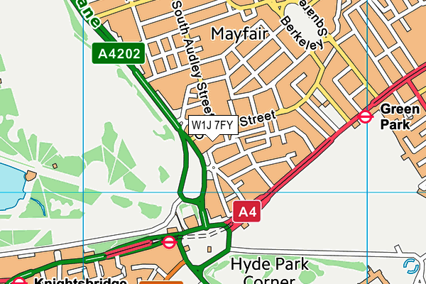 W1J 7FY map - OS VectorMap District (Ordnance Survey)