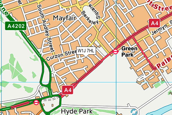 W1J 7HL map - OS VectorMap District (Ordnance Survey)