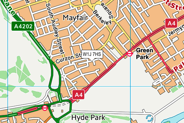 W1J 7HS map - OS VectorMap District (Ordnance Survey)