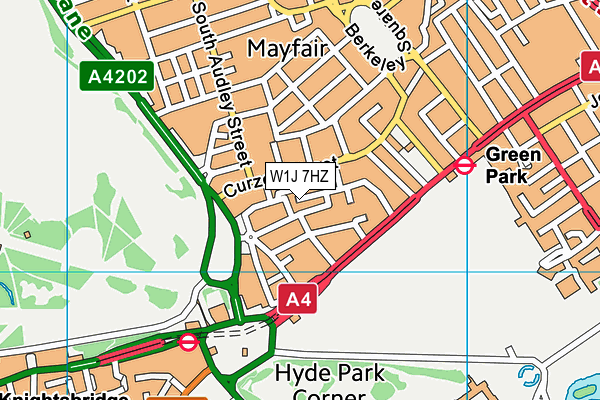 W1J 7HZ map - OS VectorMap District (Ordnance Survey)