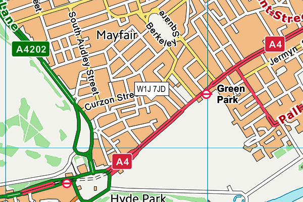 W1J 7JD map - OS VectorMap District (Ordnance Survey)