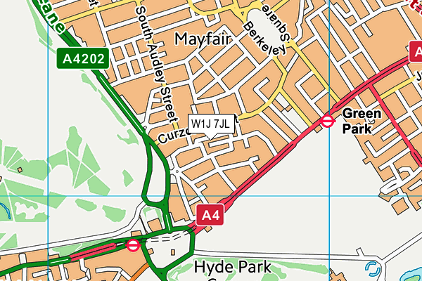 W1J 7JL map - OS VectorMap District (Ordnance Survey)