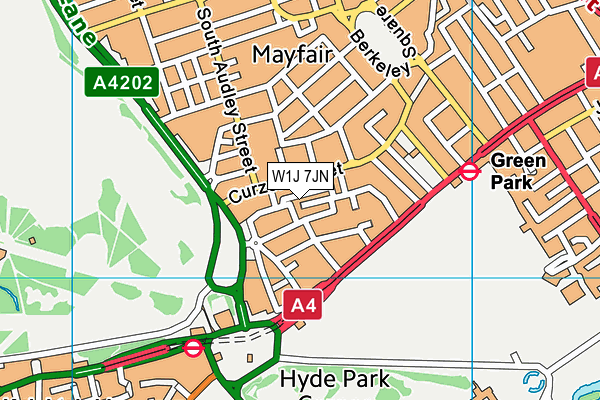 W1J 7JN map - OS VectorMap District (Ordnance Survey)