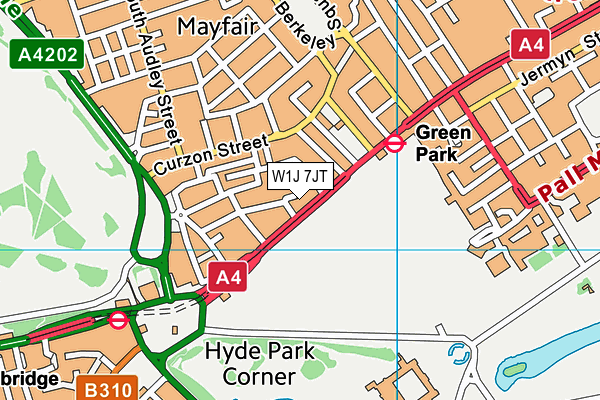 W1J 7JT map - OS VectorMap District (Ordnance Survey)