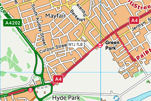 W1J 7LB map - OS VectorMap District (Ordnance Survey)