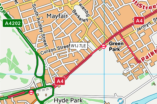 W1J 7LE map - OS VectorMap District (Ordnance Survey)