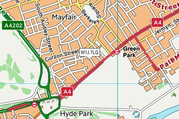 W1J 7LG map - OS VectorMap District (Ordnance Survey)