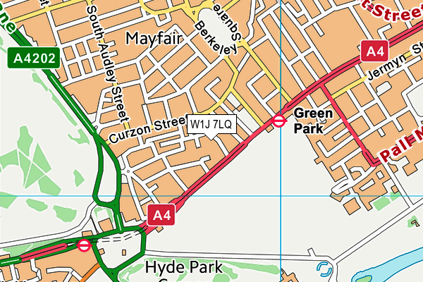 W1J 7LQ map - OS VectorMap District (Ordnance Survey)