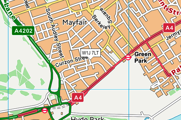 W1J 7LT map - OS VectorMap District (Ordnance Survey)