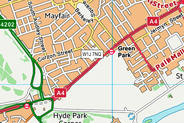 W1J 7NQ map - OS VectorMap District (Ordnance Survey)