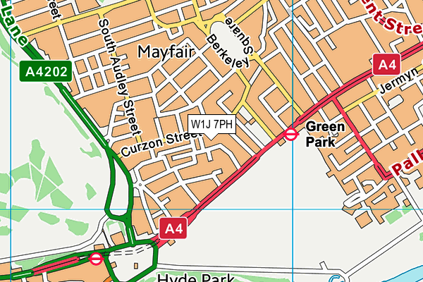 W1J 7PH map - OS VectorMap District (Ordnance Survey)