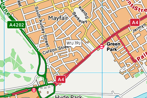 W1J 7PJ map - OS VectorMap District (Ordnance Survey)