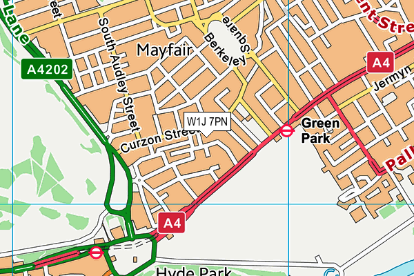 W1J 7PN map - OS VectorMap District (Ordnance Survey)